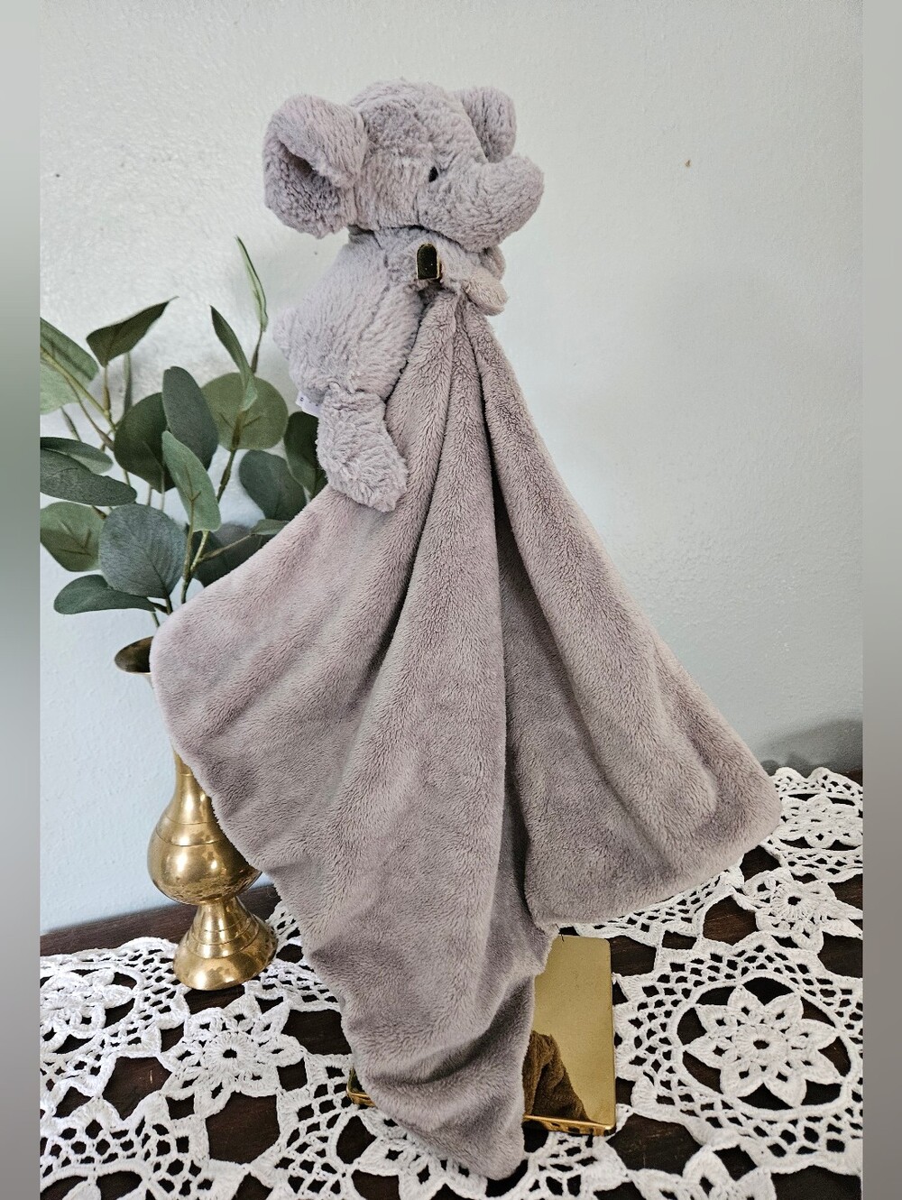 Jellycat Bashful Grey Elephant Soother Baby Plush Security Blanket Lovey Soft